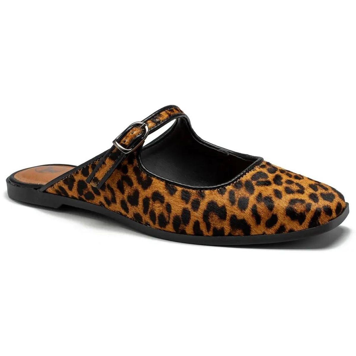 Mule em Couro Animal Print Tanara T8831 | Lojas Madalena