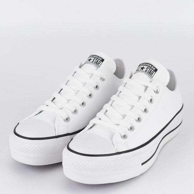 Star Lift All Star Flatform Couro Branco Tênis Converse Chuck