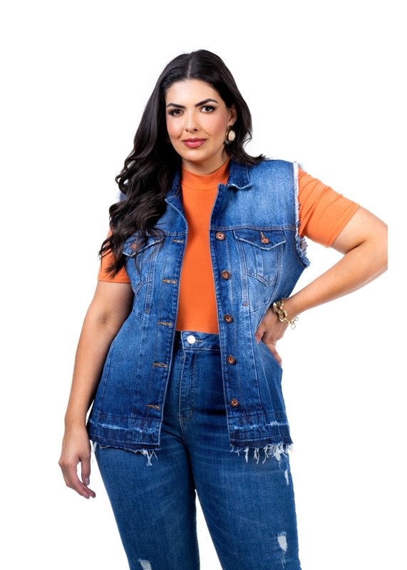 Maxi colete best sale jeans plus size