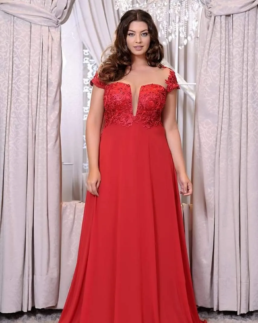 Vestido de festa evase plus deals size
