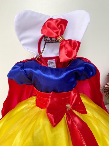 Fantasia Branca de Neve Bebê de Luxo Com Tiara