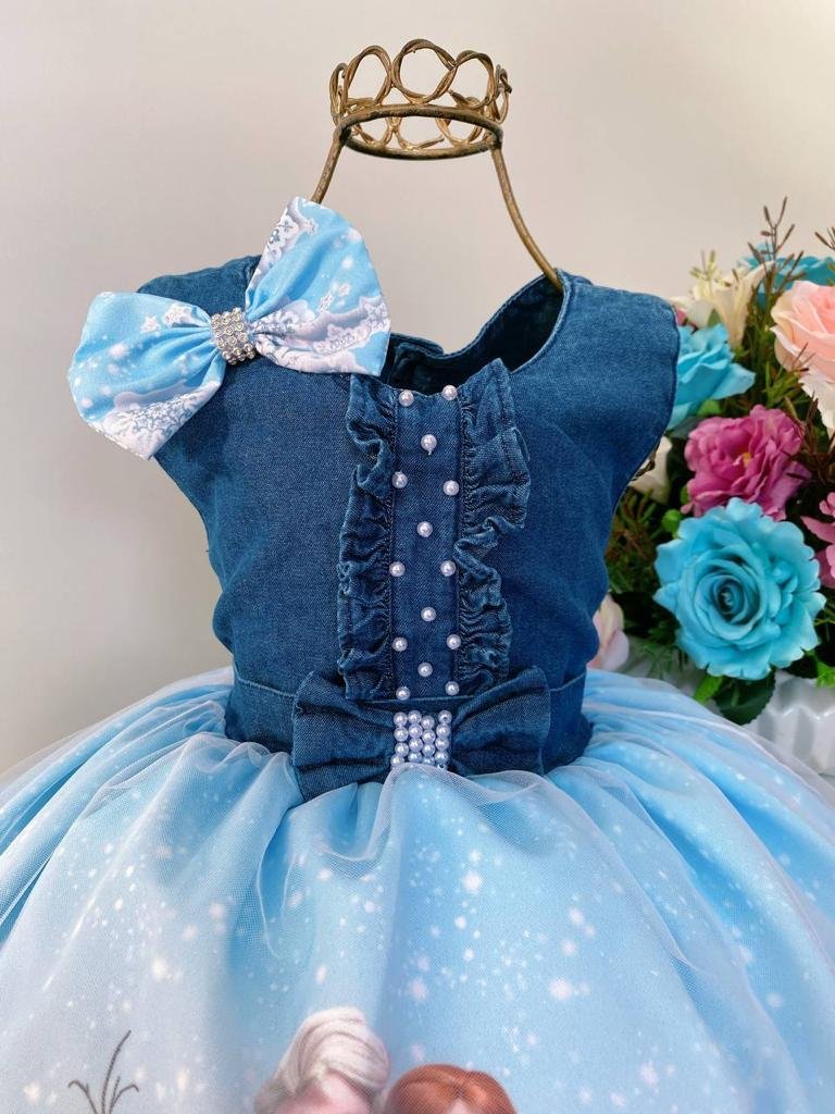 Conjunto Vestido Infantil Completo Jardineira Frozen - Laço Simples -  Bibíla Fashion Kids - Vestidos Temáticos