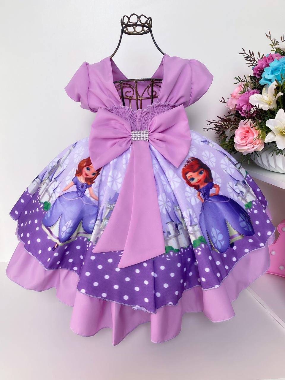 Vestido Infantil Princesa Sofia Com Luva E Saiote De Armação - Loja Moda  Sunset - o melhor da Moda Feminina.