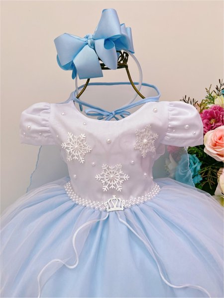 Vestido Infantil Frozen Com Capa Luxo Festas De Princesas