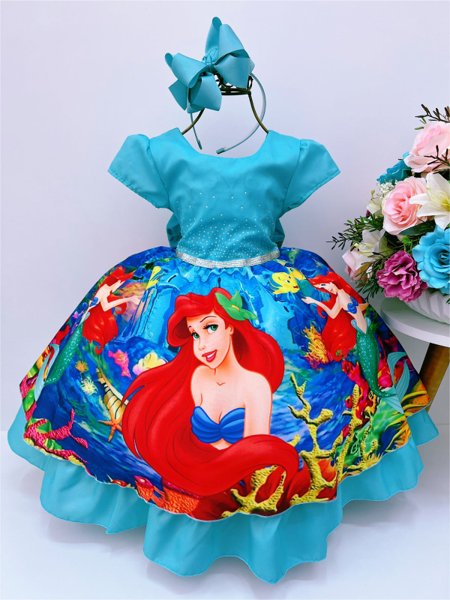 Fantasia Vestido de Sereia Ariel Infantil de Luxo