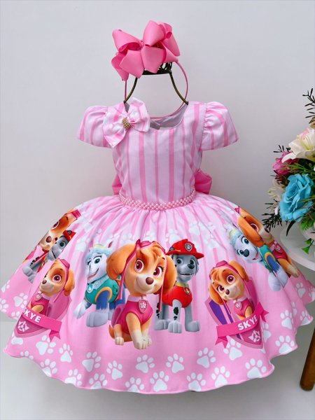 Vestido Rosa Chiclete com Tule para Meninas - 1 a 10 anos