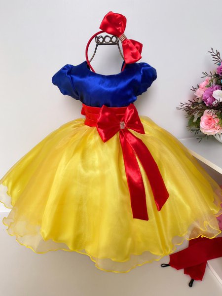 Fantasia Branca de Neve Bebê de Luxo Com Tiara