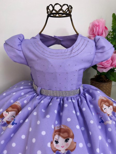 Vestido Infantil Princesa Sofia Temático Luxo Festa Aniversário 1 a 4 Anos