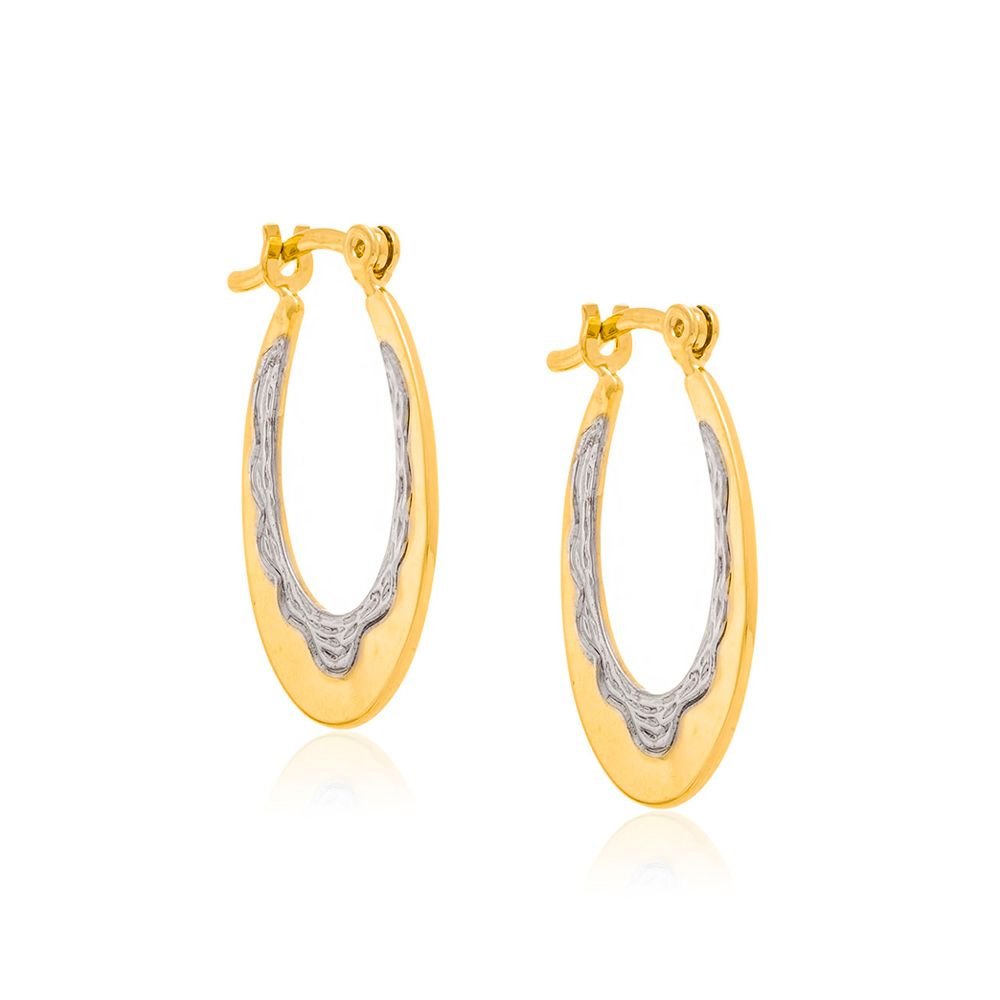 520963 - Brinco folheado a ouro meia argola com aplicação de rhodium ...