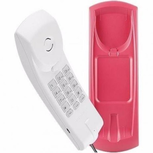Telefone Com Fio Gondola Intelbras TC20 Rosa e Branco