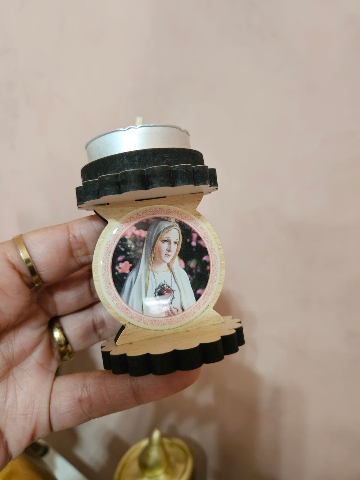 Luminária Mini Nossa Senhora de Fátima com vela | Arte Encanto