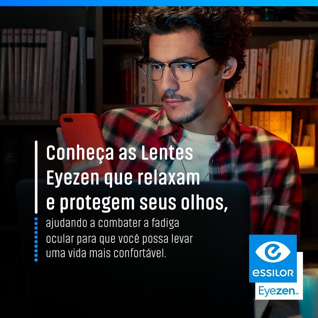 Lente Essilor Digital Eyezen Boost Orgânica Crizal Easy Blue UV Ótica