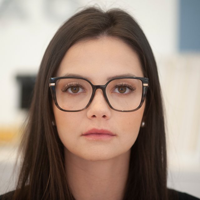 Óculos de Grau Feminino Grazi GZ3103 Preto com Cinza Quadrado