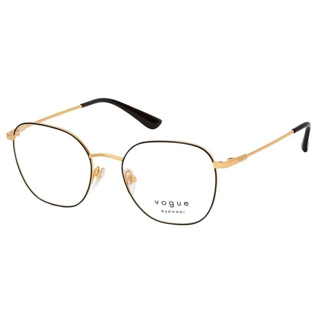 Óculos de Grau Feminino Vogue VO4178L Preto com Dourado