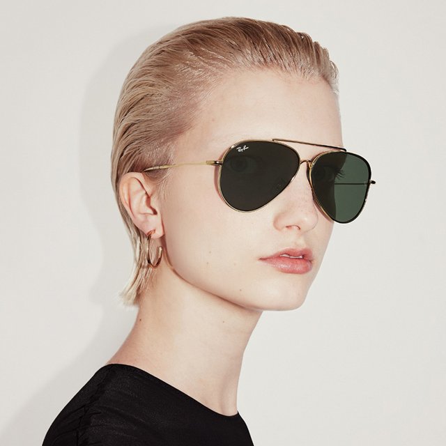 Óculos de Sol RayBan Aviator Reverse RBR0101S Dourado com Verde