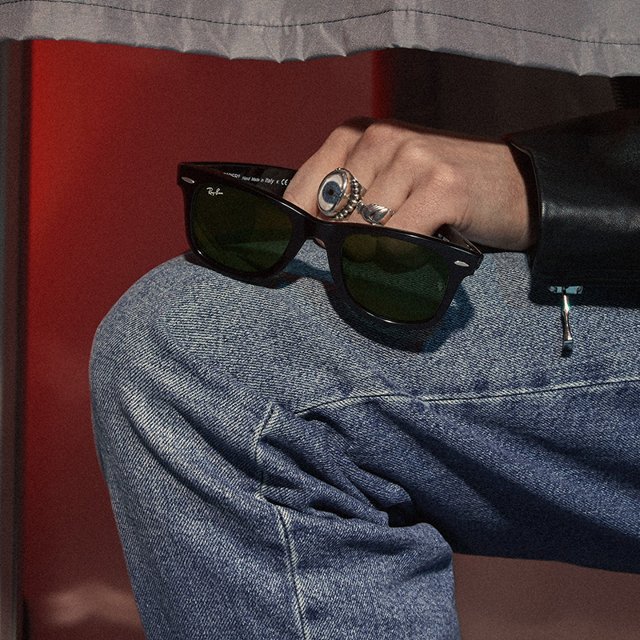 Óculos de Sol RayBan Wayfarer RB2140 Preto Brilho Tamanho 50