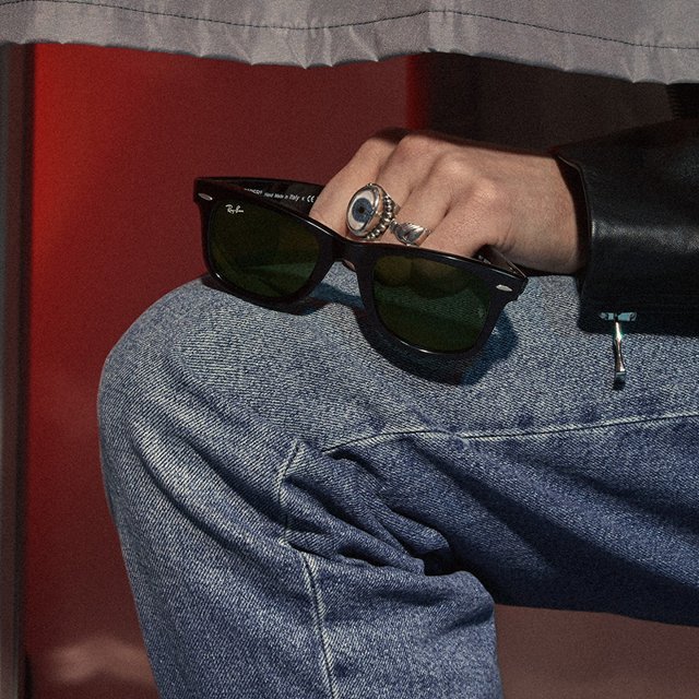 Óculos de Sol RayBan Wayfarer RB2140 Preto Brilho Tamanho 50