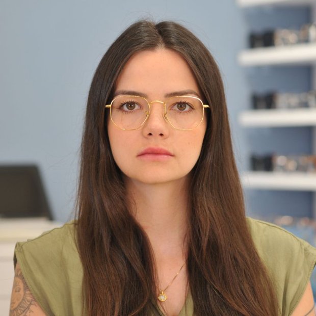 Óculos de Grau Ray Ban Hexagonal RX6448 Dourado Tamanho 51