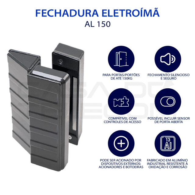 FECHADURA ELETROIMA AGL AL 150 CINZA