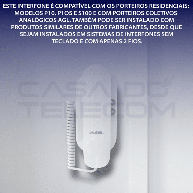 Monofone Extens o S100 Interfone Porteiro AGL Casa do Telecom