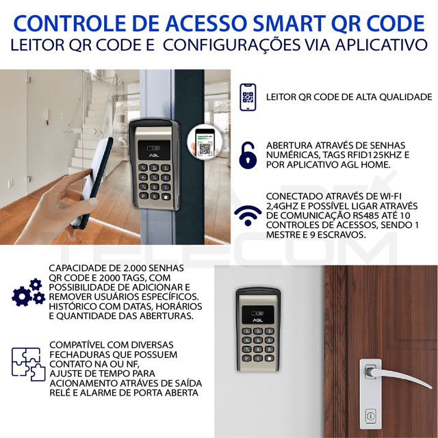 CONTROLE DE ACESSO WIFI AGL SMART QR CODE