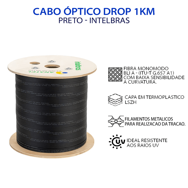 CABO OPTICO DROP 1KM INTELBRAS | Casa do Telecom