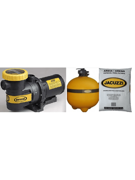 conjunto jacuzzi bomba 3a filtro 15 tp e areia 50kg para piscinas ate 44mil litros