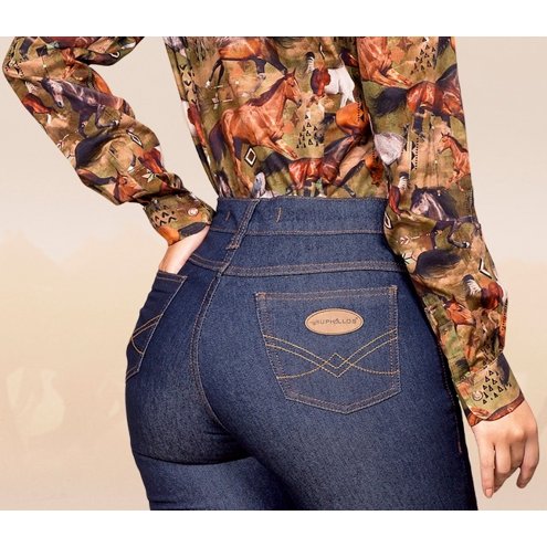 Calça Country Feminina Barra Reta Desing Moderno - Coll Jeans