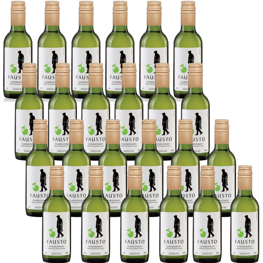 CX 24 MINI VINHO CHARDONNAY BRANCO SECO FINO FAUSTO PIZZATO 187 ML