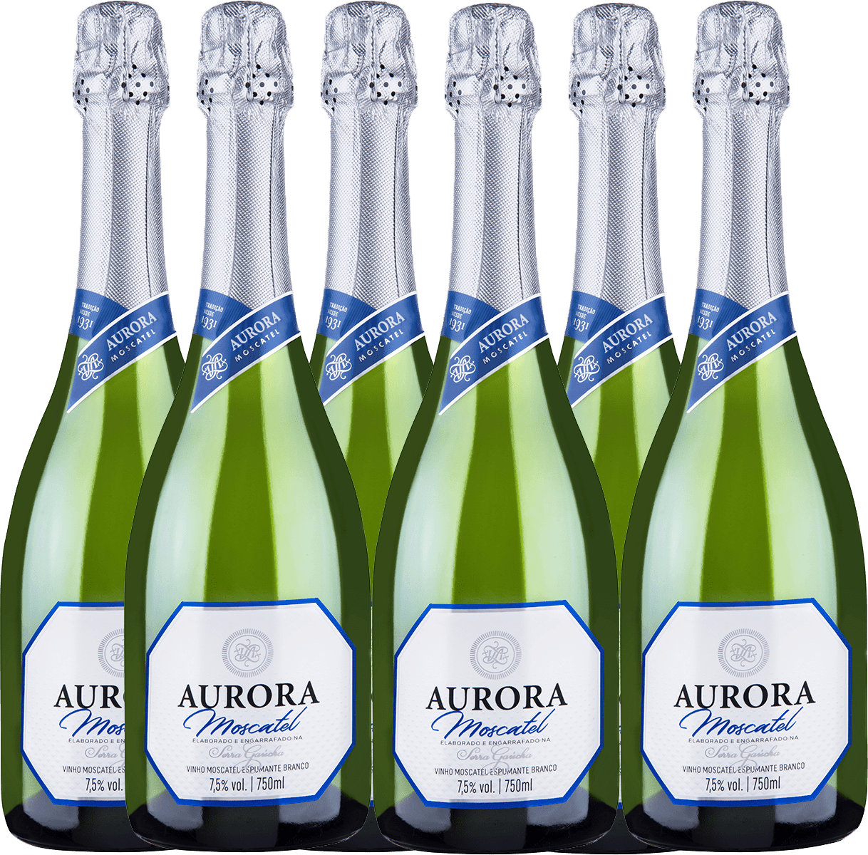 Caixa com 6 Espumantes Moscatel Branco Doce Aurora 750 ML | Odre Wine