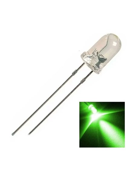 10 LED VERDE VERDI 5mm 13.000mcd CABLATI 30cm CON RESISTENZA 12v CON Cavo A2b29 P 2450