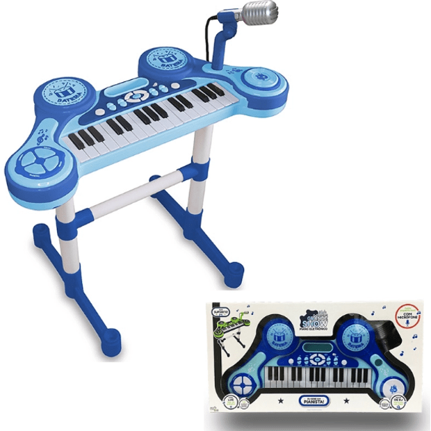 Piano Eletrônico Primeiro Grande Show (Azul ) - Unik Toys