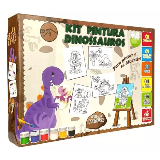 Kit De Dinossauros Educativo Em Madeira Para Colorir