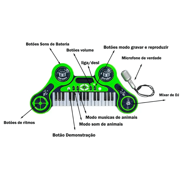 Piano Eletrônico Primeiro Grande Show (Azul ) - Unik Toys