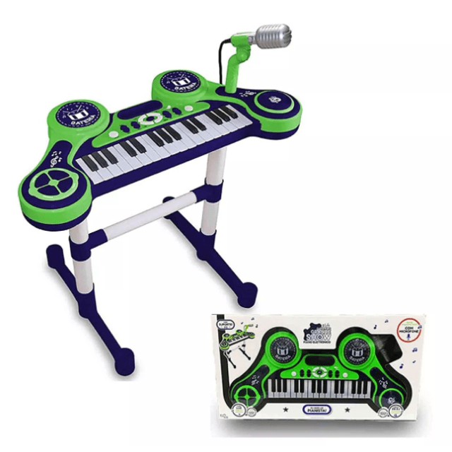 Piano Eletrônico Primeiro Grande Show (Azul e Verde) - Unik Toys