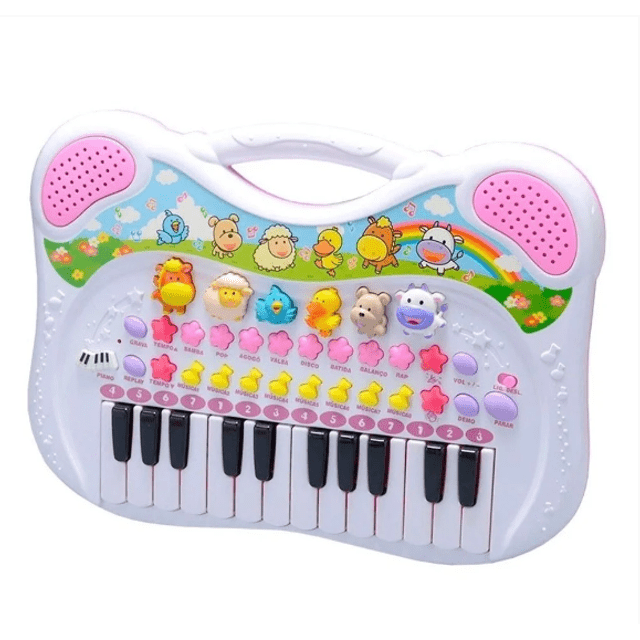 Piano Musical Infantil Animal Rosa - Braskit