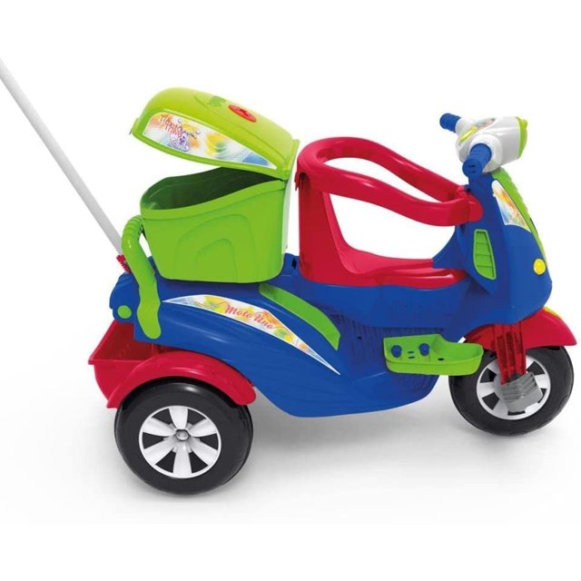 Triciclo de Passeio e Pedal para Bebe Calesita Moto Uno Rosa, motocas para  bebê 