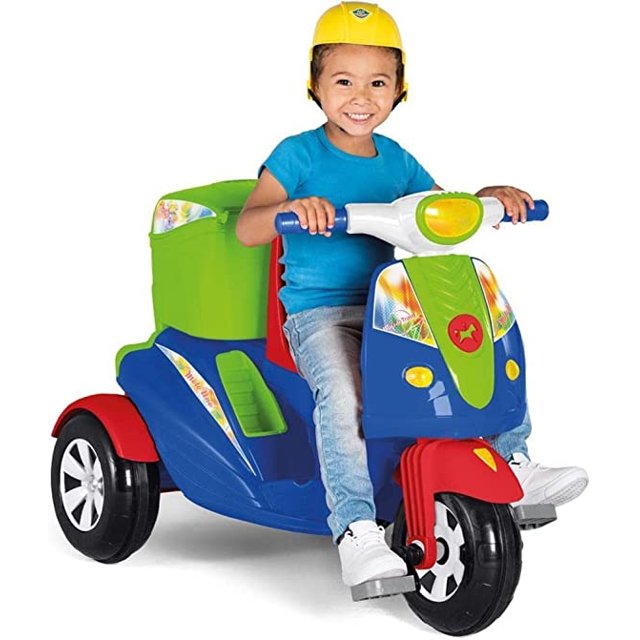 Triciclo Infantil com Empurrador Pedal Cesta Azul Motoca em