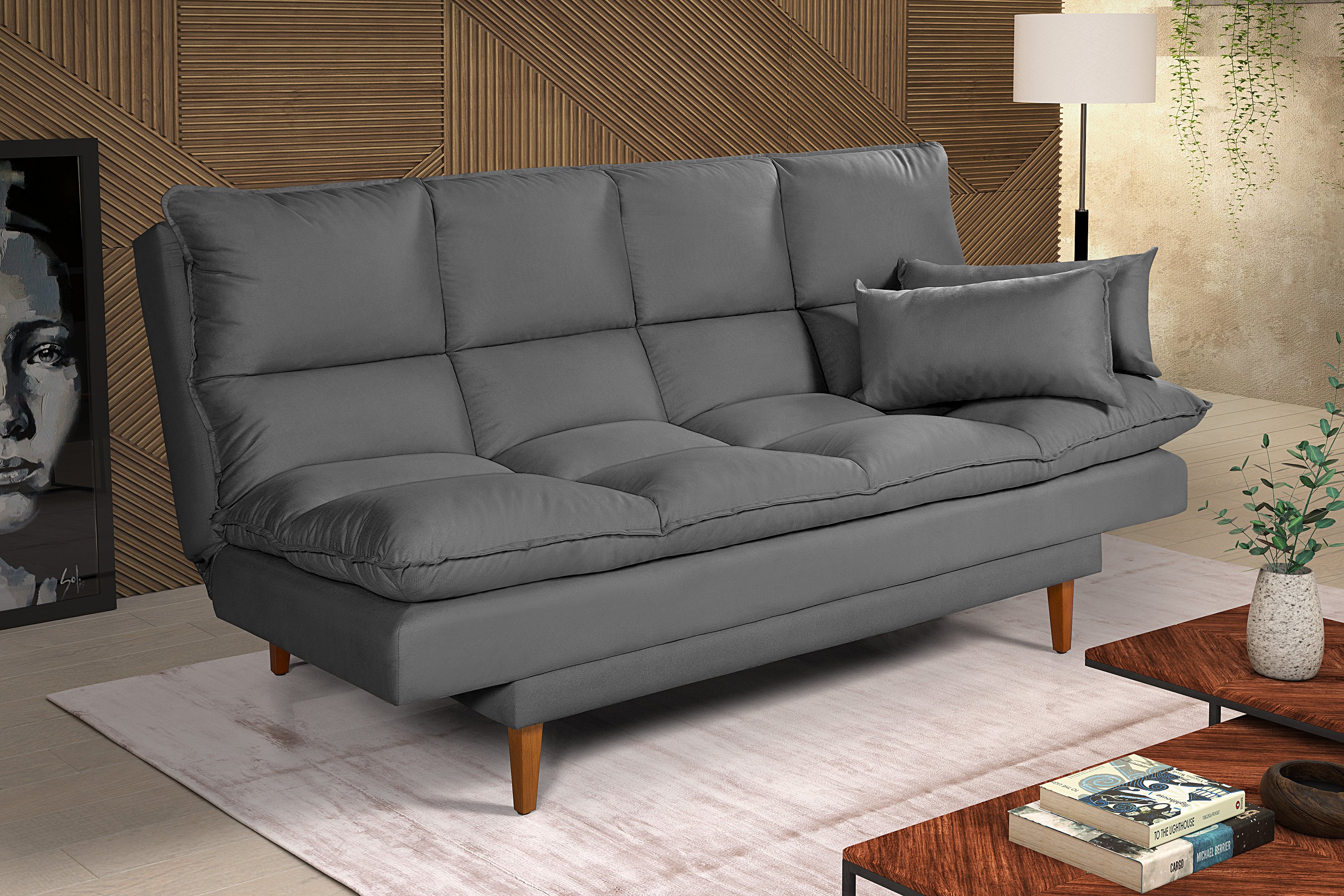 Sofá Cama Andorra Suede Casa Imperial