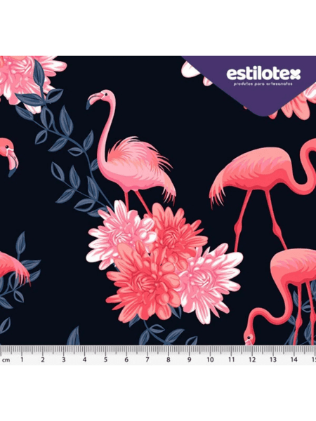 Tecido Estampado Tricoline Home Flamingo Estilotex - [0,50cm X 1,40m]