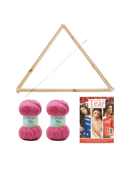 Kit Xale com Tear Triangular Rosa Encanto