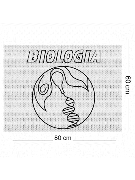 Tecido Algodão Cru Riscado 80x60cm - Símbolo Biologia 