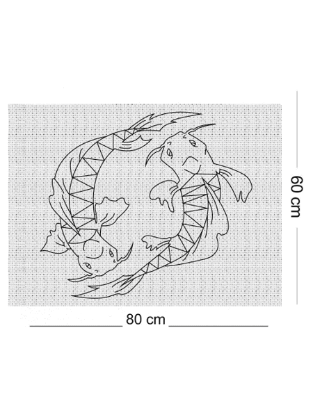 Tecido Algodão Cru Riscado 80x60cm - Peixe Chinês 