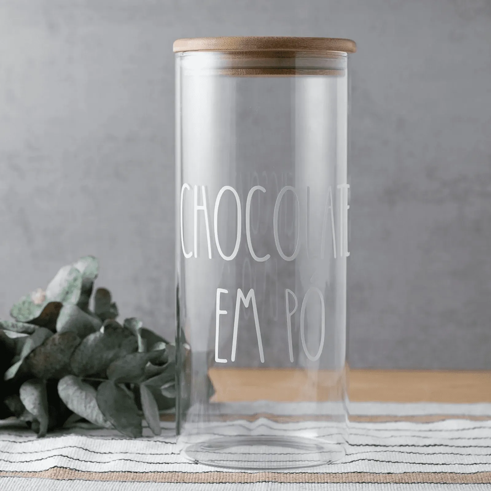 POTE HERMÉTICO VIDRO E BAMBU - CHOCOLATE EM PÓ | 103 store