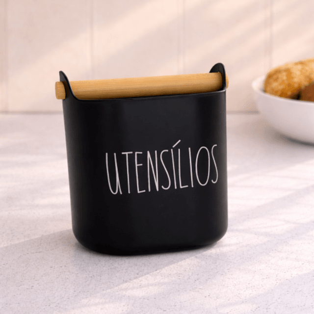 PORTA UTENSÍLIOS SCRIPT BLACK + BAMBU | 103 store