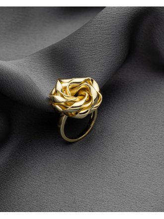 Anel Flor Fios Folheado a Ouro 18K