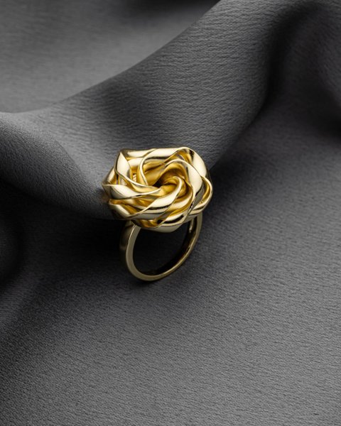 Anel Flor Fios Folheado a Ouro 18K, foto 1