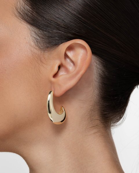 Brinco Meia Argola Anzol Bold Folheado a Ouro 18K, foto 2