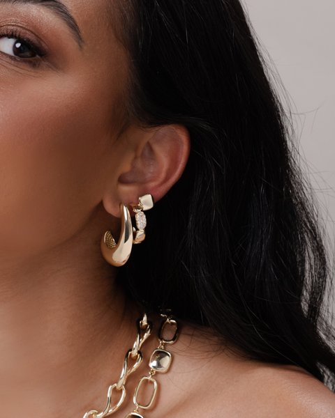 Brinco Meia Argola Anzol Bold Folheado a Ouro 18K, foto 3