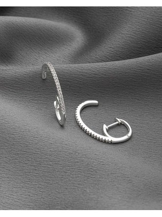Brinco Ear Hook Fino Cravejado Banhada a Prata 925